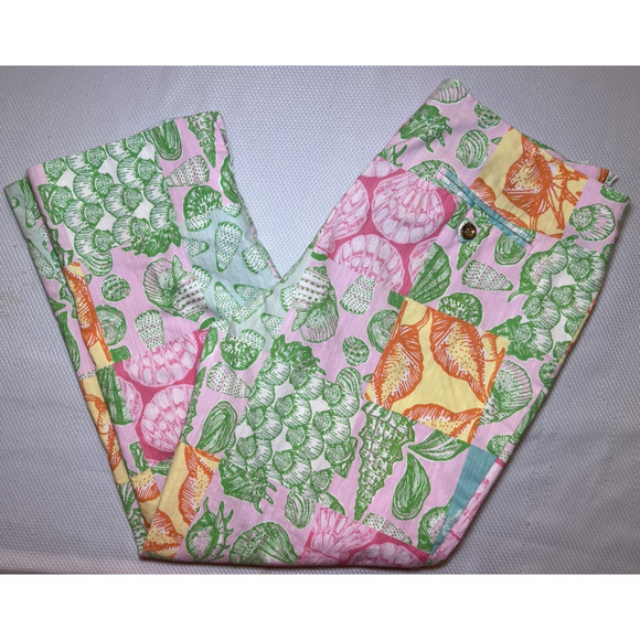 Lilly Pulitzer Pants - LILLY PULITZER (8) WHAT THE SHELL Patchwork-Capris-RESORTWEAR-Y2K-Classic-Luxury